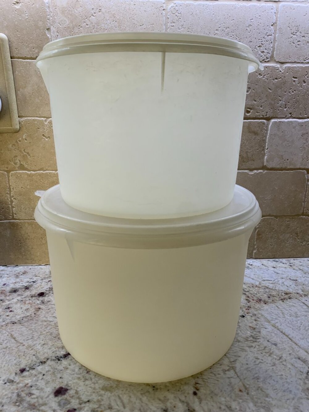 Vintage Tupperware round stacking canister set 1970's